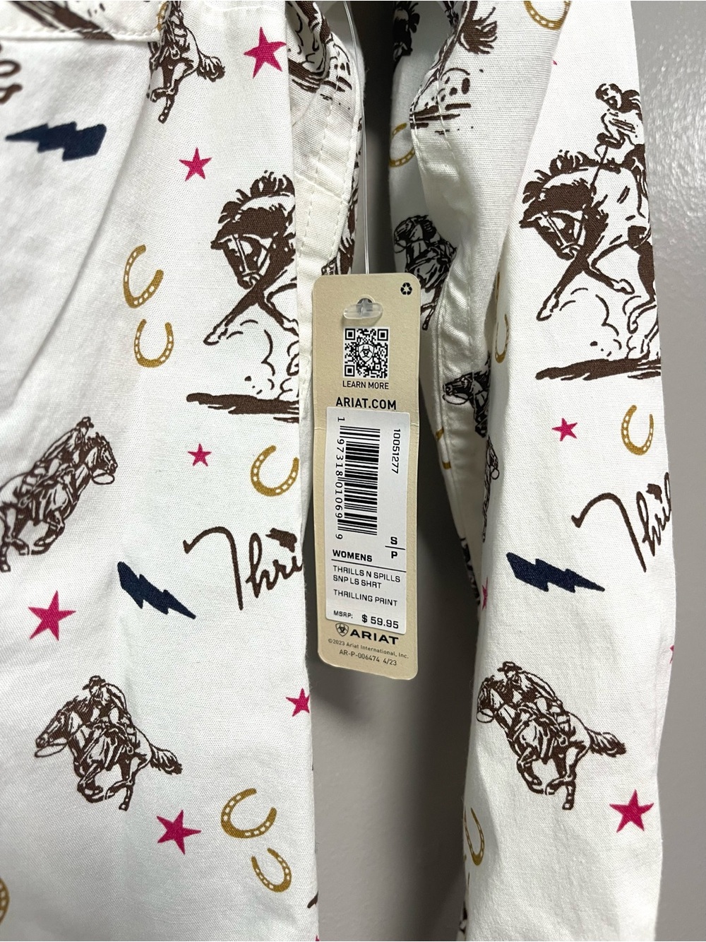 Ariat White Western Print Button-Up Shirt - Picture 4 of 8